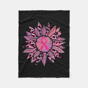 Cancer Pink Ribbon Sunflower Breast Cancer Awarene Fleece Blanket