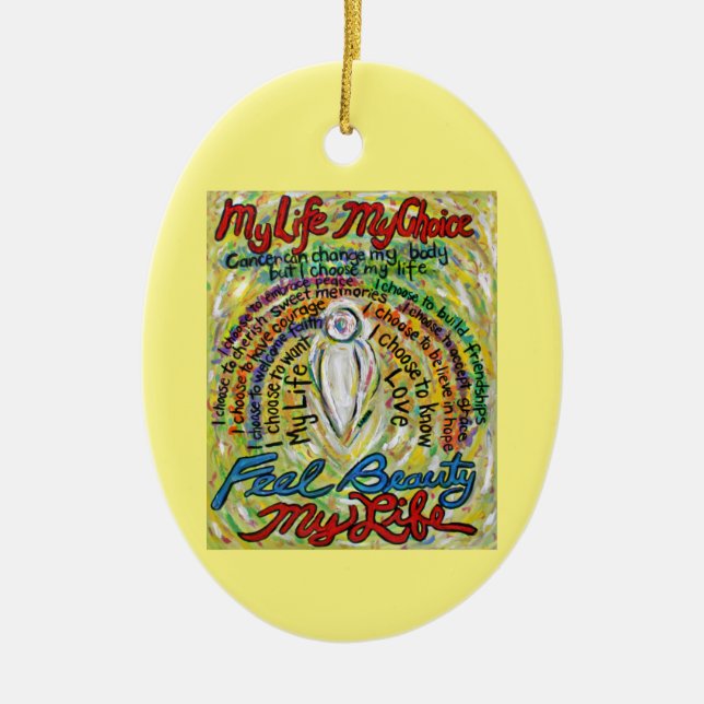 Cancer Poem White Angel Art Custom Gift Ornaments (Front)