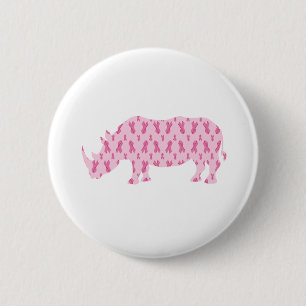 Cancer-Ribbon-Rhino 6 Cm Round Badge