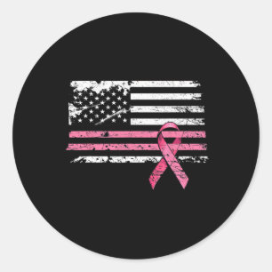 Cancer Shirt American Flag Breast Cancer Awareness Classic Round Sticker