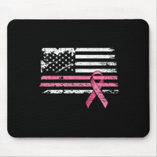 Cancer Shirt American Flag Breast Cancer Awareness Mouse Pad