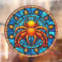 Cancer Sign of The Zodiac Faux Stained Glass Cling