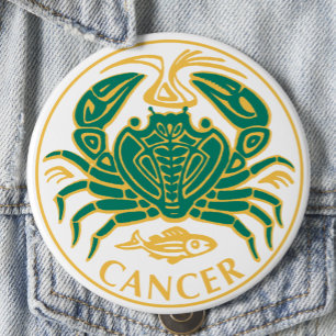 Cancer Sign of the Zodiac on a 10 Cm Round Badge