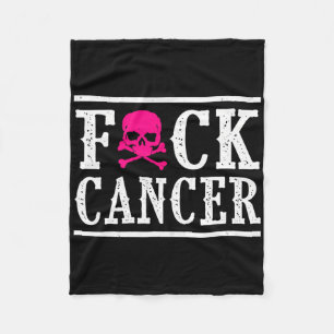 Cancer Skull And Crossbones Skeleton Breast Cancer Fleece Blanket