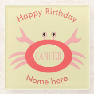 Cancer Star Sign Crab Glass Coaster