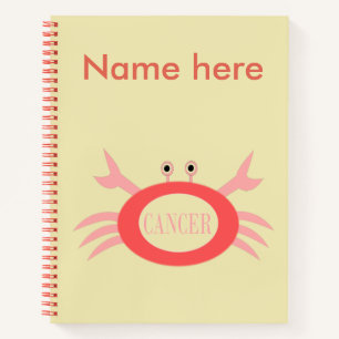 Cancer Star Sign Crab Spiral Notebook