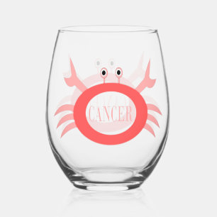 Cancer Star Sign Crab Stemless Wine Glass
