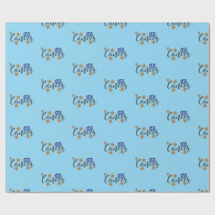 Cancer Star Sign Wrapping Paper Blue Background