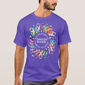 Cancer Sucks In Every Colour  Cancer Ribbon Colour T-Shirt
