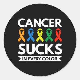 Cancer Sucks In Every Colour Classic Round Sticker