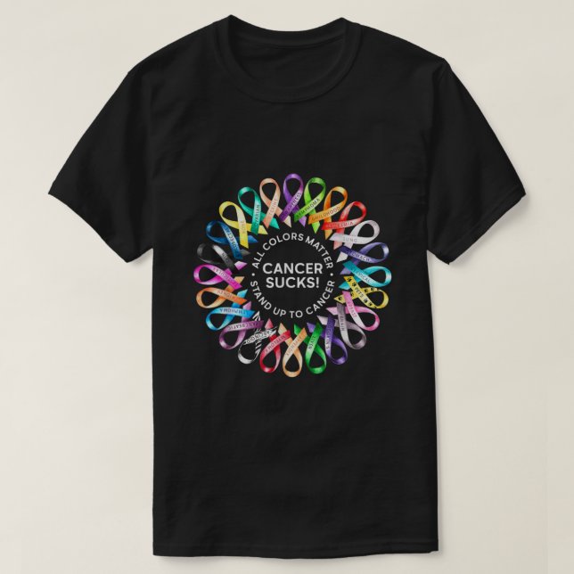 Cancer Sucks In Every Colour Shirt Cancer Ribbon C (Design Front)