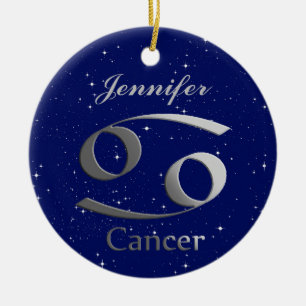 Cancer Sun Sign Symbol with Name Ceramic Ornament