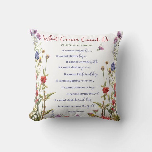 Cancer Support and Encouragement Wildflowers Cushion (Front)