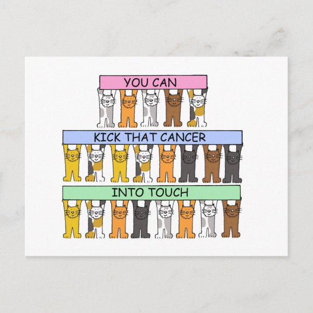 Cancer Support Cartoon Cats Humour Postcard (Front)