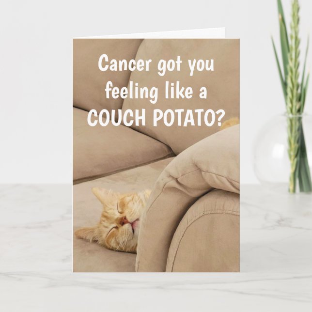 Cancer Support Couch Potato Cat  Card (Front)