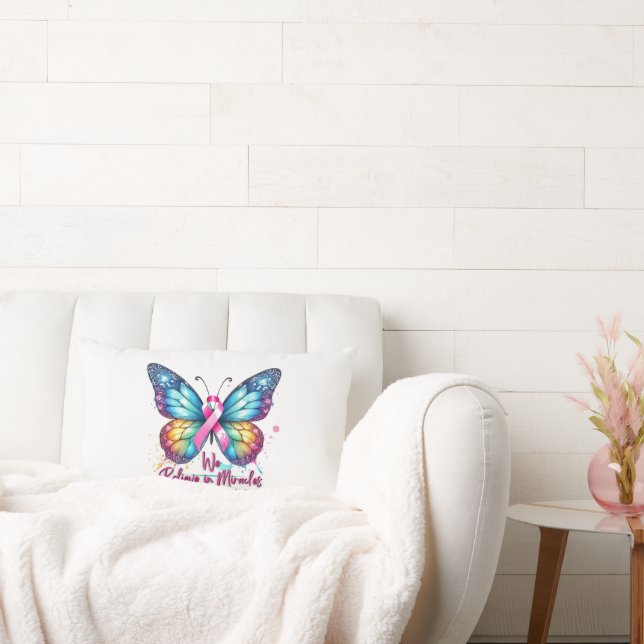 Cancer Support Gift, Fight Cancer, Butterfly Lumbar Cushion (Couch)