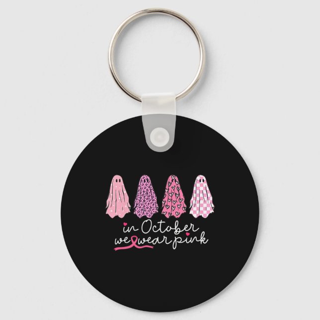 Cancer Support Squad Ghost Halloween  Key Ring (Front)