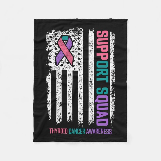 Cancer Support Squad Thyroid Cancer Awareness  Fleece Blanket (Front)