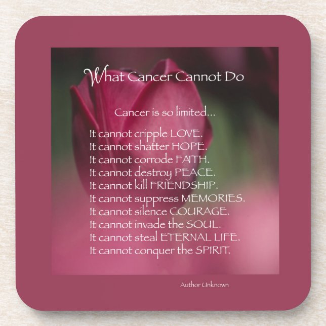 Cancer Support, What Cancer Cannot Do, Flowers Coaster (Front)