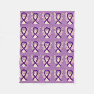 Cancer Survivor Awareness Ribbon Fleece Blankets