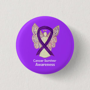 Cancer Survivor Awareness Ribbon Purple Angel Pins