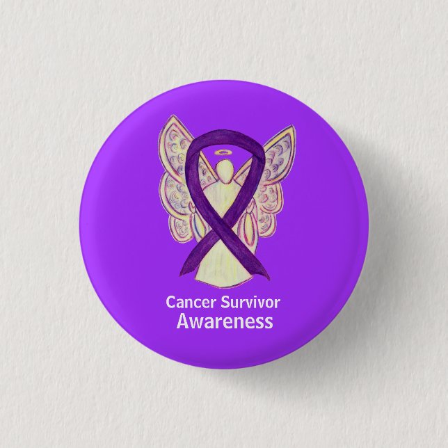 Cancer Survivor Awareness Ribbon Purple Angel Pins (Front)