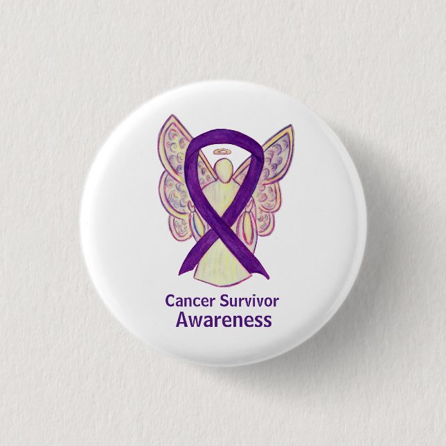 Cancer Survivor Awareness Ribbon Purple Angel Pins (Front)