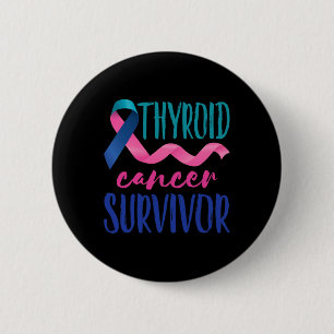 Cancer Survivor Awareness Ribbon Teal Blue Pink 6 Cm Round Badge