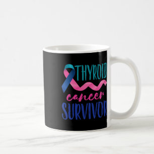 Cancer Survivor Awareness Ribbon Teal Blue Pink Coffee Mug