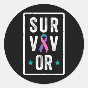 Cancer Survivor Awareness Support Ribbon Classic Round Sticker