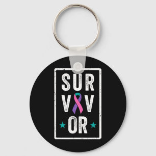 Cancer Survivor Awareness Support Ribbon Key Ring