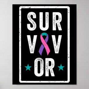 Cancer Survivor Awareness Support Ribbon  Poster