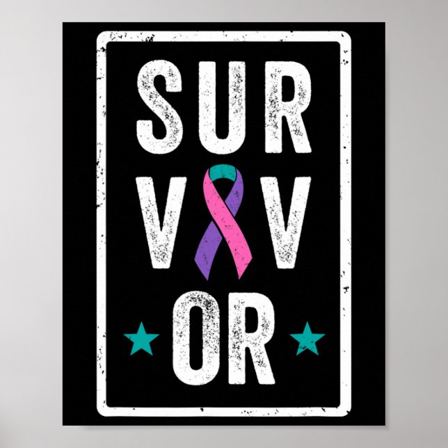 Cancer Survivor Awareness Support Ribbon  Poster (Front)