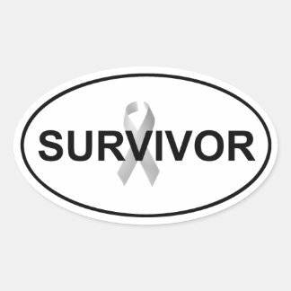 Cancer Survivor Euro Oval Sticker Decal