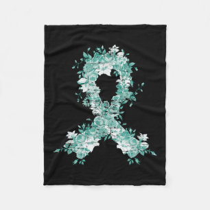 Cancer Survivor Gift Teal Ribbon Ovarian Cancer Aw Fleece Blanket