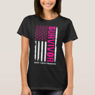 Cancer Survivor Month Usa Flag Breast Cancer Survi T-Shirt