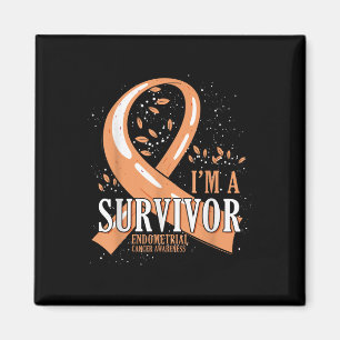 Cancer Survivor Peach Ribbon Endometrial Cancer Aw Magnet