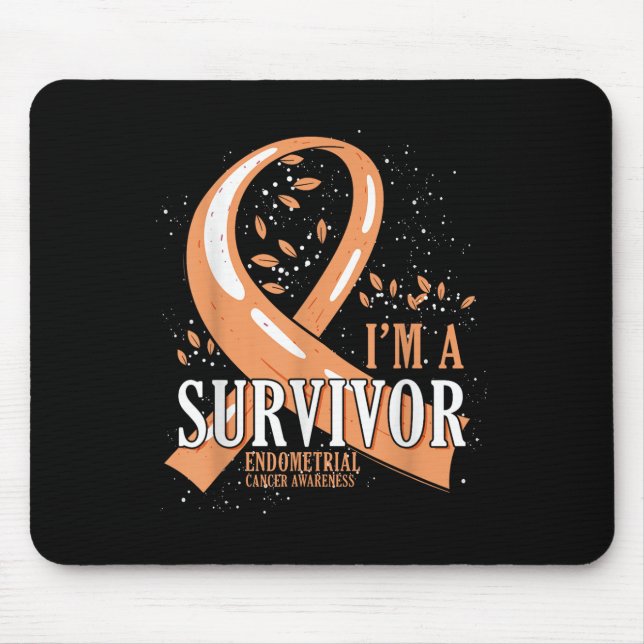 Cancer Survivor Peach Ribbon Endometrial Cancer Aw Mouse Pad (Front)