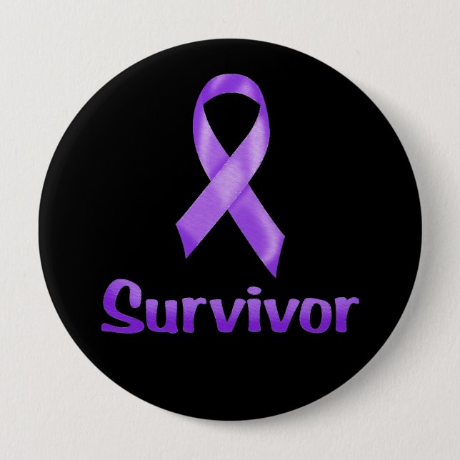 Cancer Survivor Purple 10 Cm Round Badge (Front)