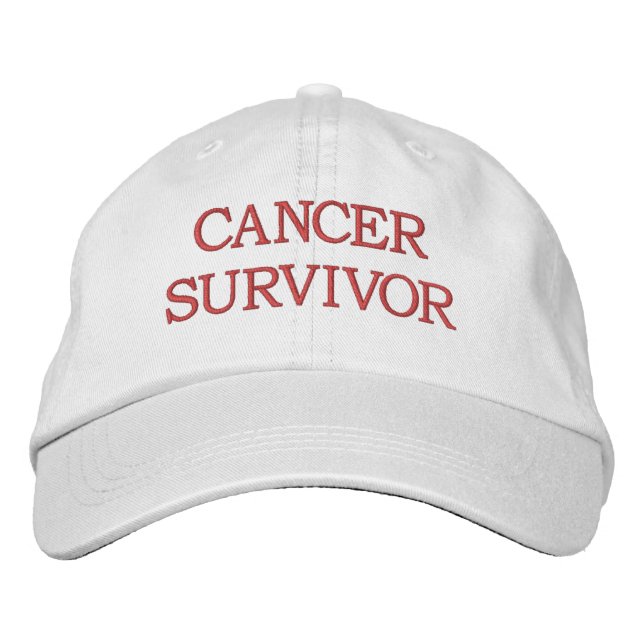CANCER SURVIVOR - RED EMBROIDERED HAT (Front)