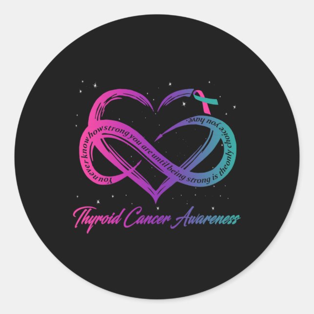 Cancer Survivor Support Thyroid Cancer Warrior  Classic Round Sticker (Front)