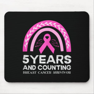 Cancer Survivor Tee 5 Years Cancer Free Pink Rainb Mouse Pad