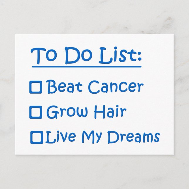 Cancer Survivor To Do List Postcard (Front)