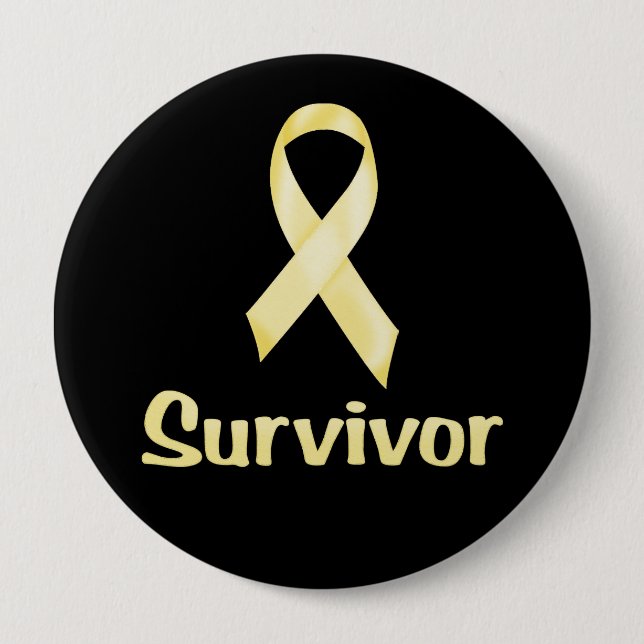 Cancer Survivor Yellow 10 Cm Round Badge (Front)