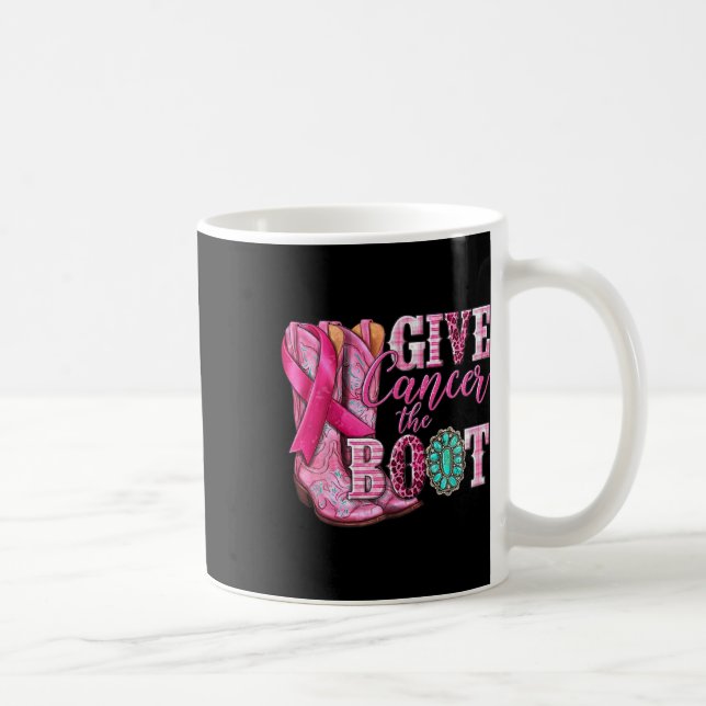 Cancer The Boot Cowgirl Breast Cancer Pink Ribbon  Coffee Mug (Right)