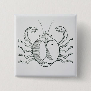 Cancer (the Crab) an illustration from the 'Poetic 15 Cm Square Badge
