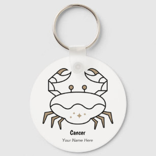 Cancer the crab birthday black gold zodiac key ring