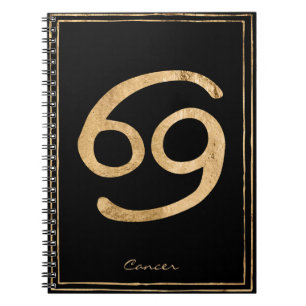 Cancer the crab hammered gold stylised astrology  notebook