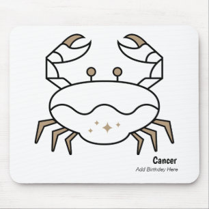 Cancer the crab personalised black gold zodiac mouse pad