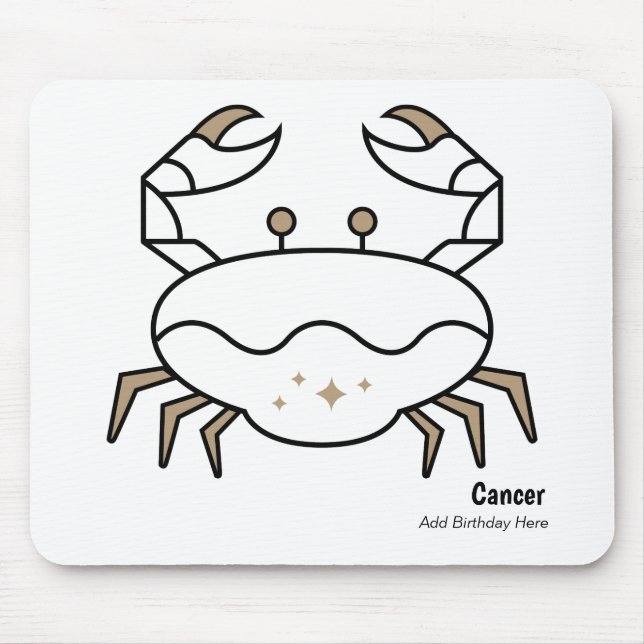 Cancer the crab personalised black gold zodiac mouse pad (Front)